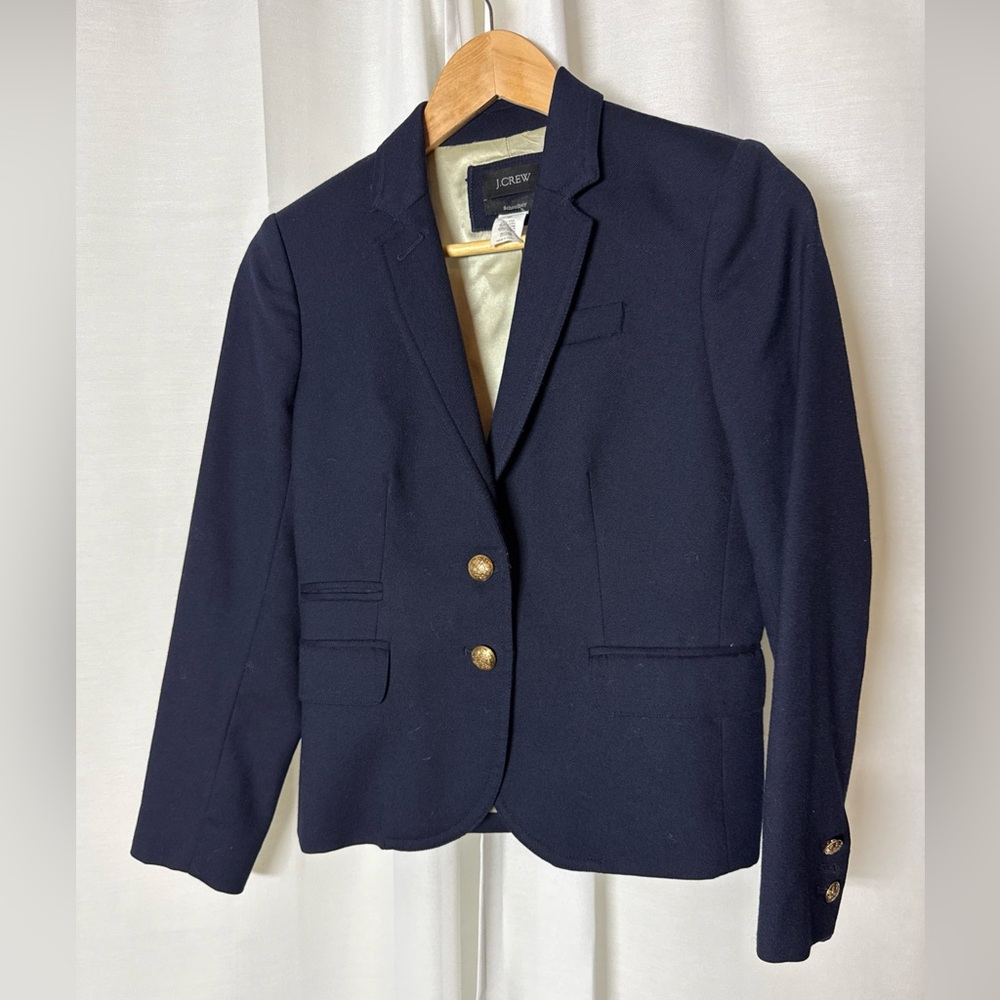 J. Crew Women's Dark Blue Blazer with Gold Buttons